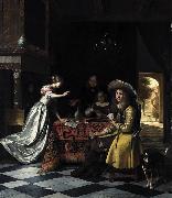 Pieter de Hooch Card Players at a Table oil on canvas